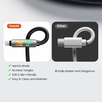 Gambar produk Toocki Kabel Data 4in1 Fast Charging USB A Type C Lightning 240W 2M - TQ-X103