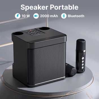 BAFOVY Speaker Bluetooth Karaoke Portable with 2 Microphone 10W - WJ-A826