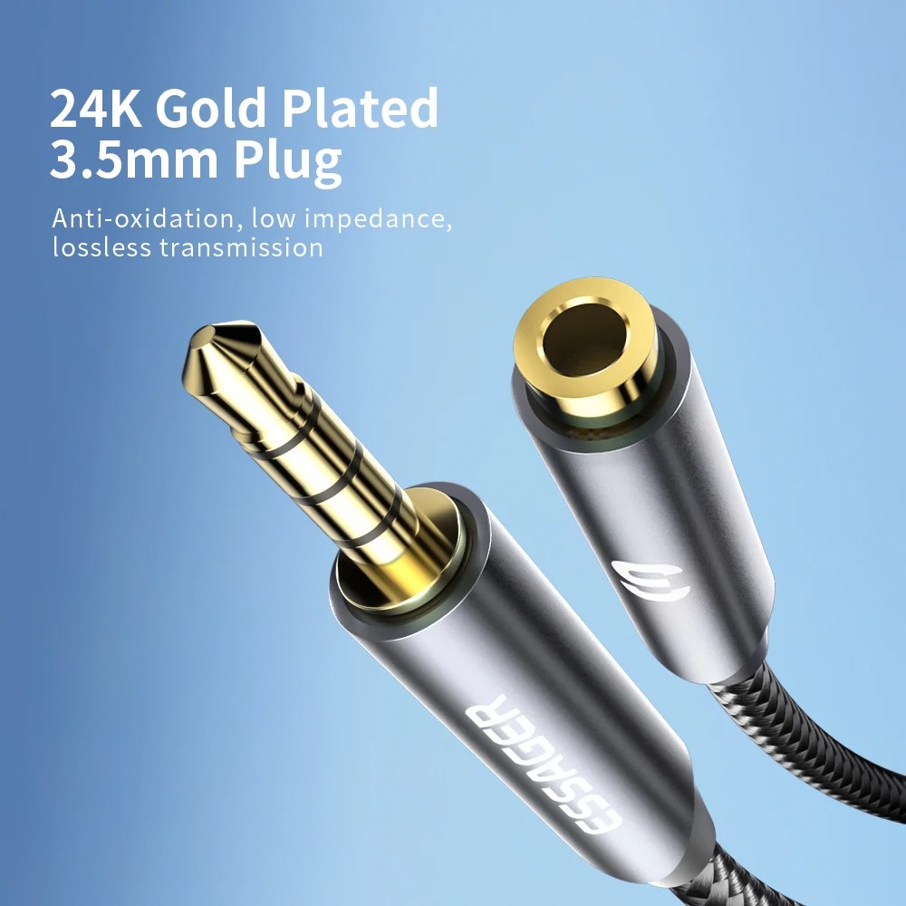 Gambar produk ESSAGER Kabel Audio Jack 3.5mm Male to Female HiFi 3 Sections 1M - EYPY335-YYA0G