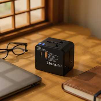 Gambar produk COKYI Travel Adaptor Universal Plug EU UK US/AUST 2.1A USB A USB C - 148-30W-1U1C