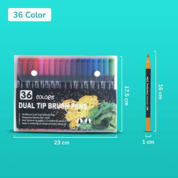 Gambar produk Kolorowy Spidol Double Head Drawing Pen Fine Art Watercolor Set 36 Color - MKB