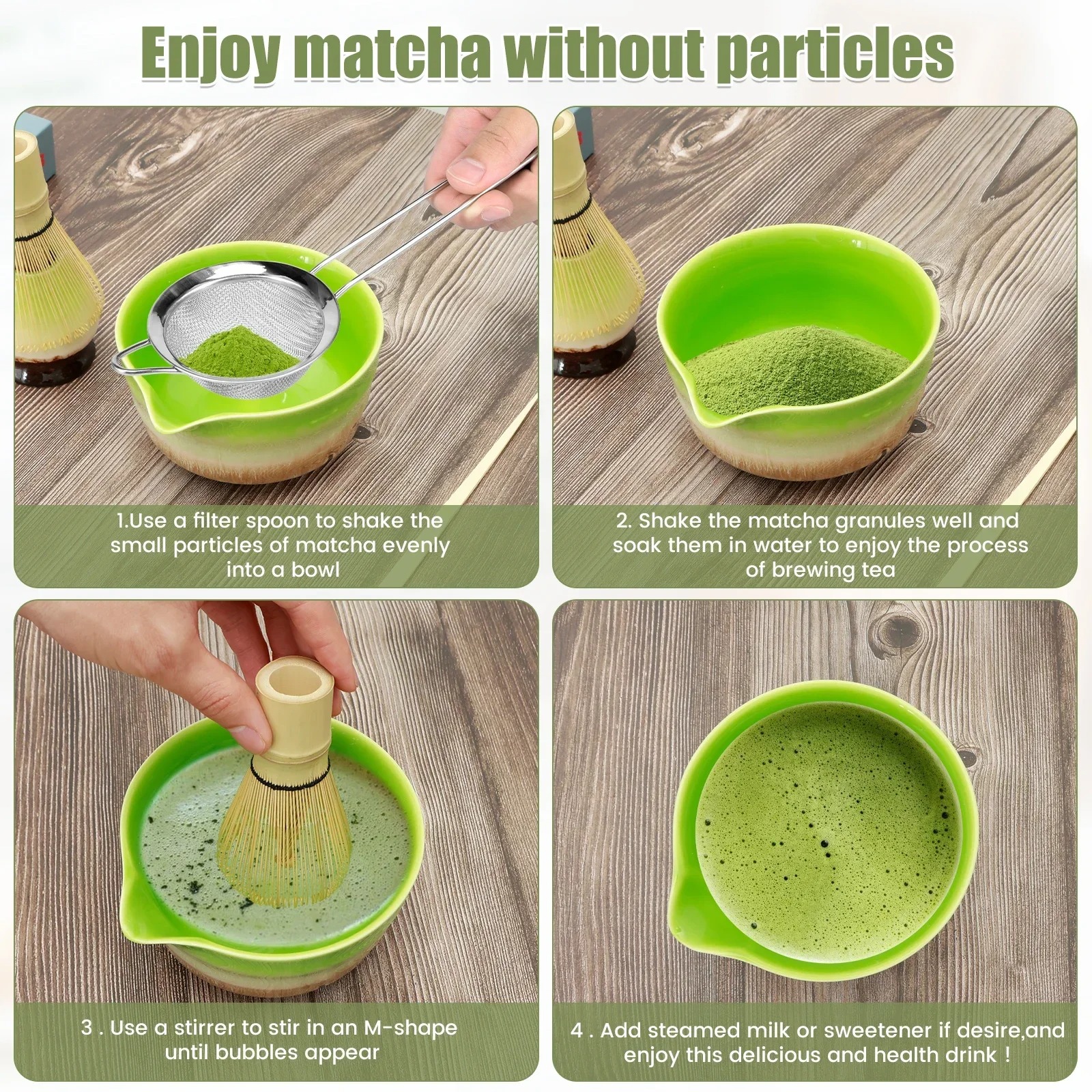 Gambar produk Baiben Li Chasen Bamboo Whisk Matcha 78 Thread Pengaduk Teh 4in1 - B41