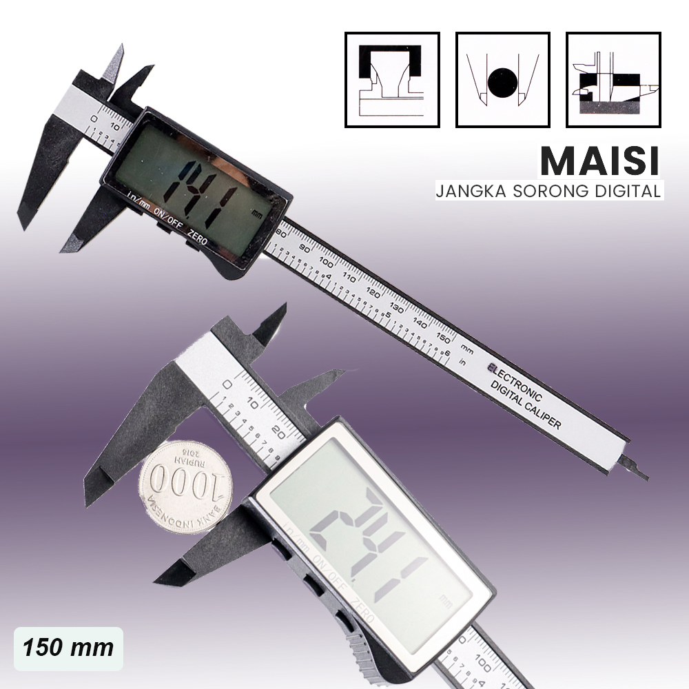 Gambar produk Maisi Jangka Sorong Digital LCD Vernier Caliper 3 Buttons 150mm - SH20