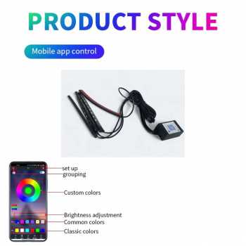 Gambar produk JIAMEN Lampu LED Strip Flexible Car Light Smart App USB 8 Color 4 PCS 36 LED - J72
