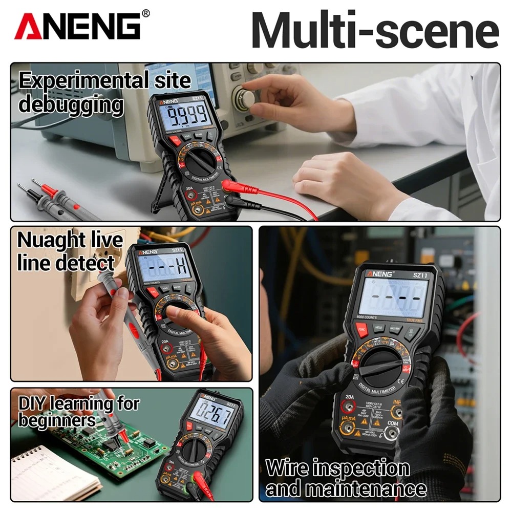 Gambar produk ANENG Digital Multimeter Portable Voltage Tester NCV LCD Magnetic - SZ11
