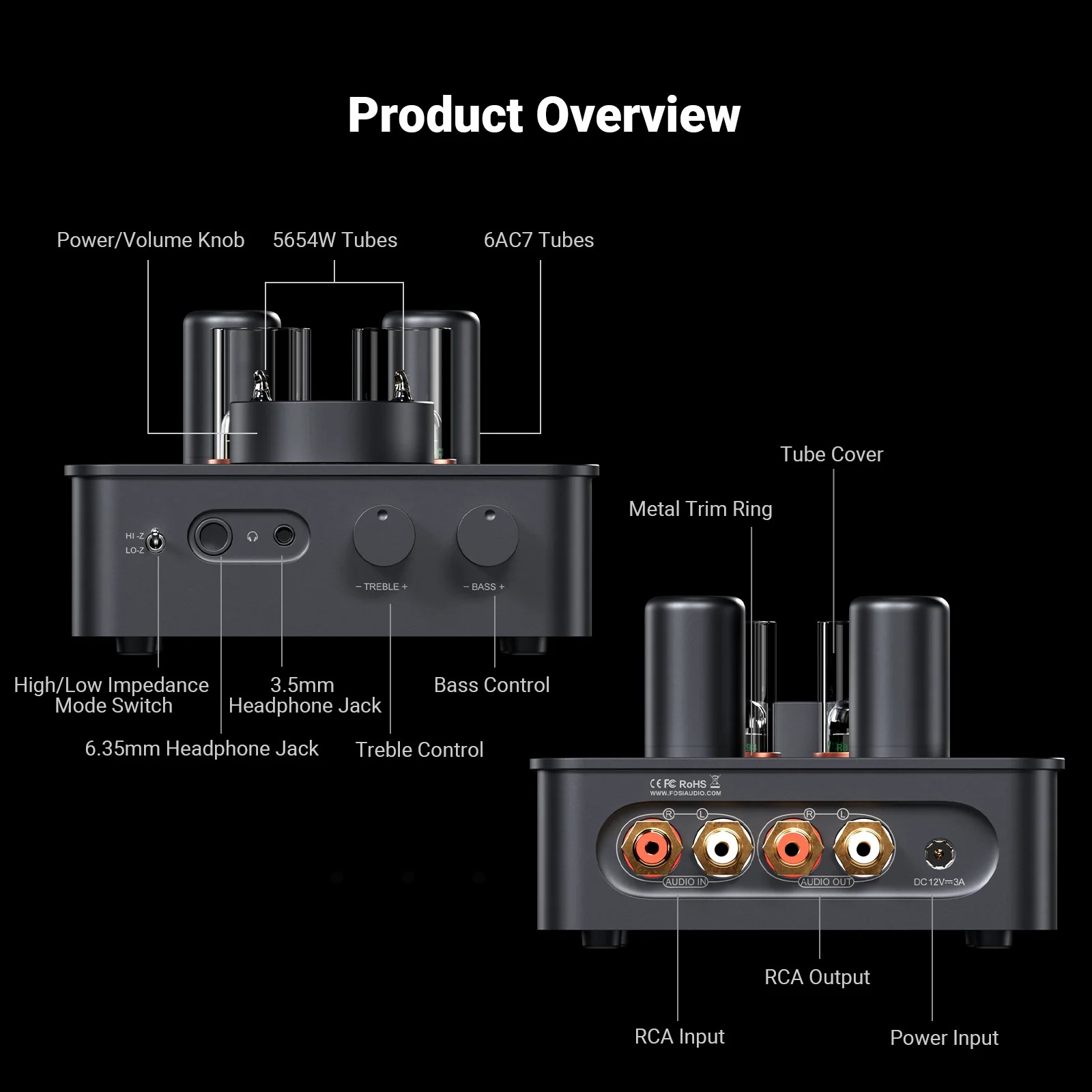 Gambar produk Fosi Audio Amplifier Quad Tube Hi-Fi Headphone DAC with Volume Knob - GR70