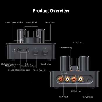 Gambar produk Fosi Audio Amplifier Quad Tube Hi-Fi Headphone DAC with Volume Knob - GR70