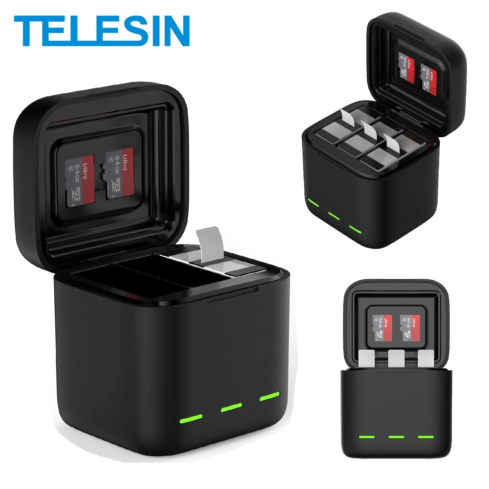 Gambar produk TELESIN Charger Baterai Box GoPro Hero 13 3 Slot 2.4A - S0-BCG-10-TGP