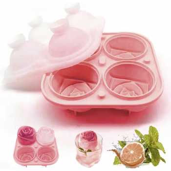 FRD Cetakan Es Batu Silikon Mawar 4 Grid Ice Cube Mold - F-10