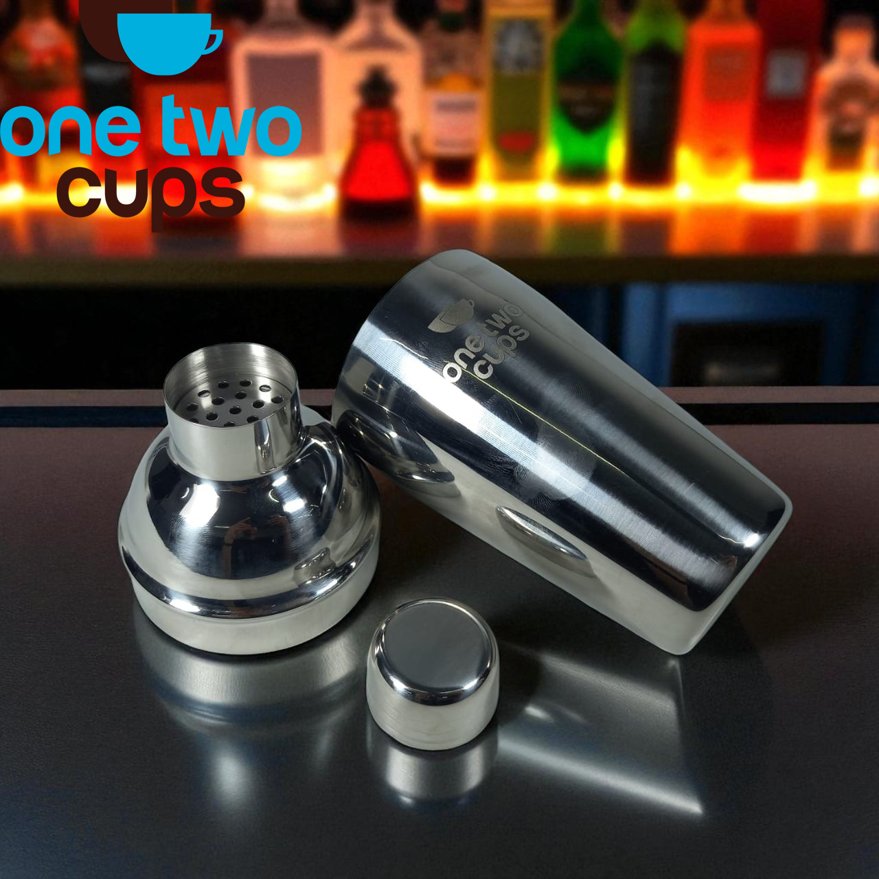 Gambar produk One Two Cups Cocktail Shaker Bartender Boston Style Stainless Steel 550ml - JJ6