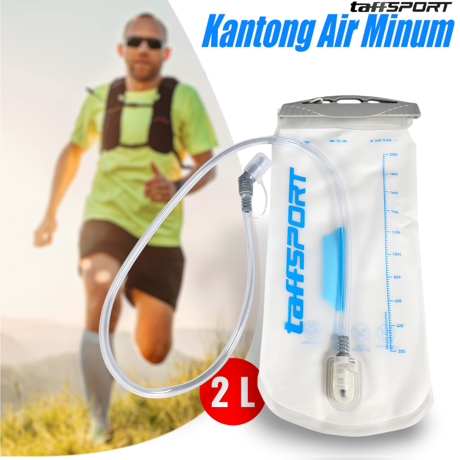 Gambar produk TaffSPORT Kantong Air Minum Water Bladder Hydration Pack Food Grade 2L - TFWB-20