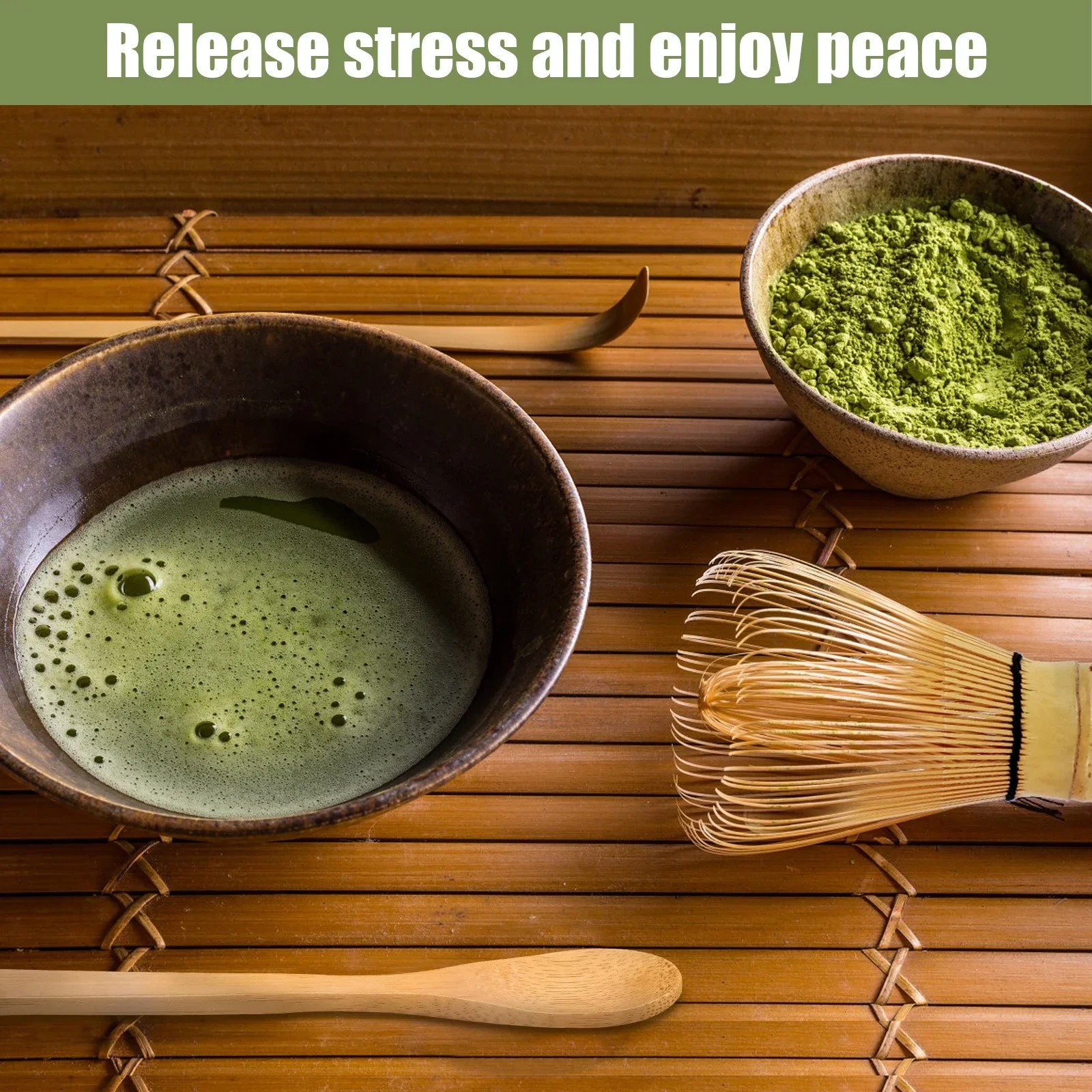 Gambar produk Baiben Li Chasen Bamboo Whisk Matcha 78 Thread Pengaduk Teh 4in1 - B41