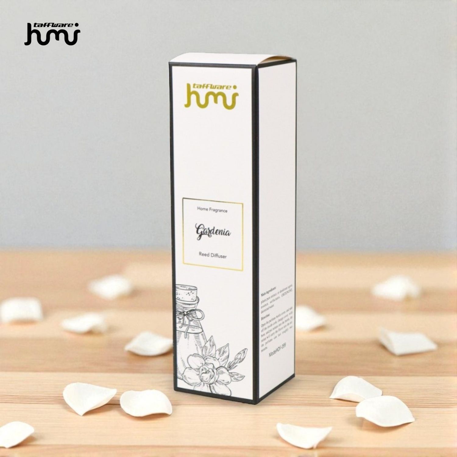 Gambar produk Taffware HUMI Pengharum Ruangan Reed Diffuser with Rattan Sticks 50ml Gardenia - DF-099