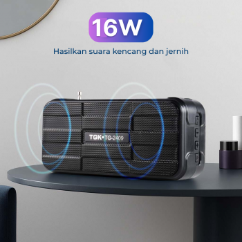 Gambar produk TGK Speaker Bluetooth Portable Solar Panel FM Radio with LED Light 16W - TG-2409
