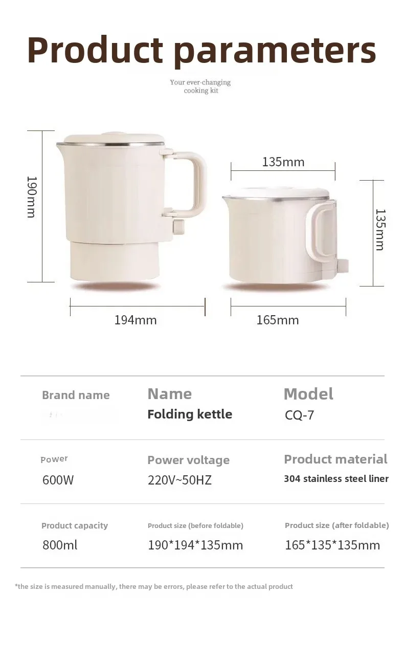 Gambar produk FMA Mini Portable Stainless Steel Folding Travel Kettle 800ml - CQ-7