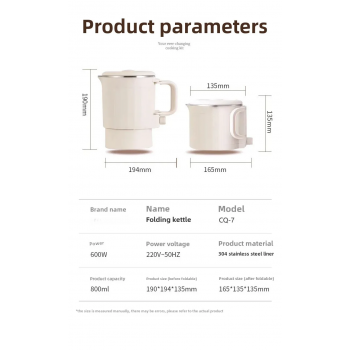 Gambar produk FMA Mini Portable Stainless Steel Folding Travel Kettle 800ml - CQ-7