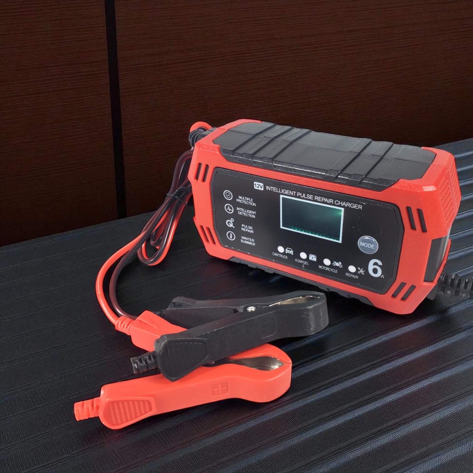 Gambar produk FMB Charger Aki Mobil Motor LCD Intelligent Battery Charger 12V 6A - H-6CS
