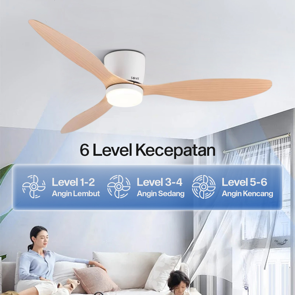 Gambar produk SOVE Kipas Angin Gantung Lampu Tri Color Ceiling Fan 42 Inch - YN-45