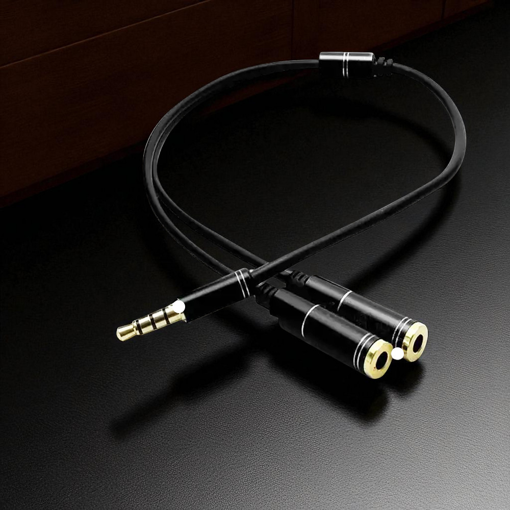 Gambar produk Overfly Splitter Audio 3.5mm Male ke 3.5mm Female Headphone Mic 37cm - AV114