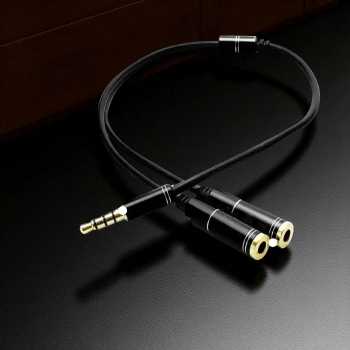 Gambar produk Overfly Splitter Audio 3.5mm Male ke 3.5mm Female Headphone Mic 37cm - AV114