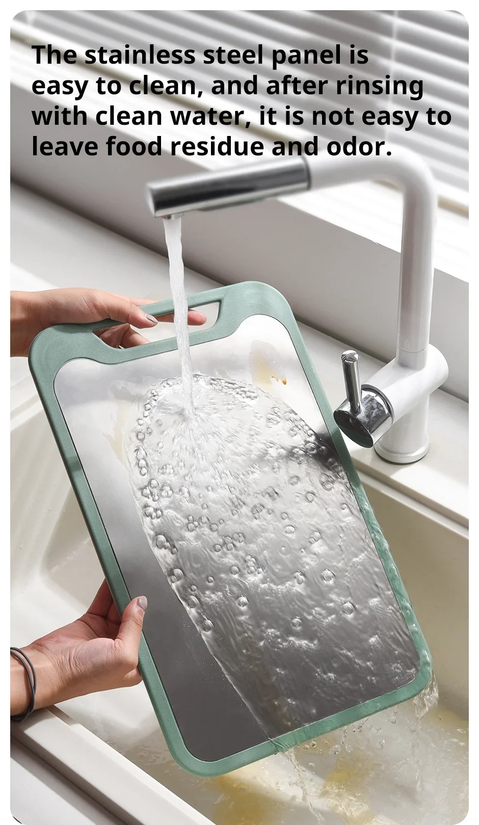 Gambar produk Beihe Multifunctional Cutting Board Stainless Steel PP Double Sided - B025