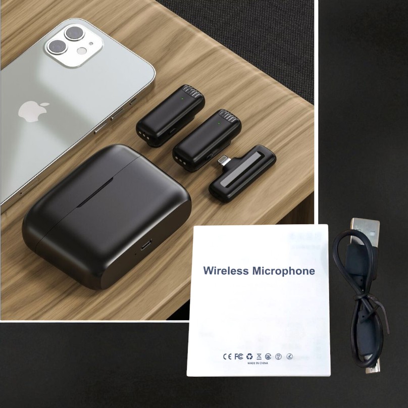Gambar produk SENXIN Wireless Lavalier Lapel Microphone Podcast Live Lightning - J13