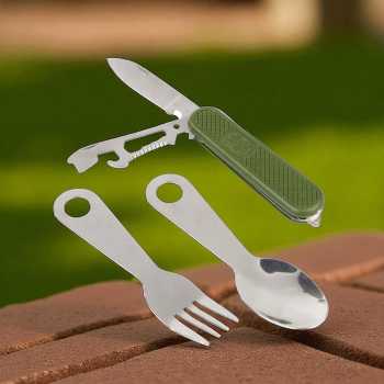 Gambar produk SunnyOutdoor Sendok Garpu Pisau Lipat Multitools Stainless Steel - SV4