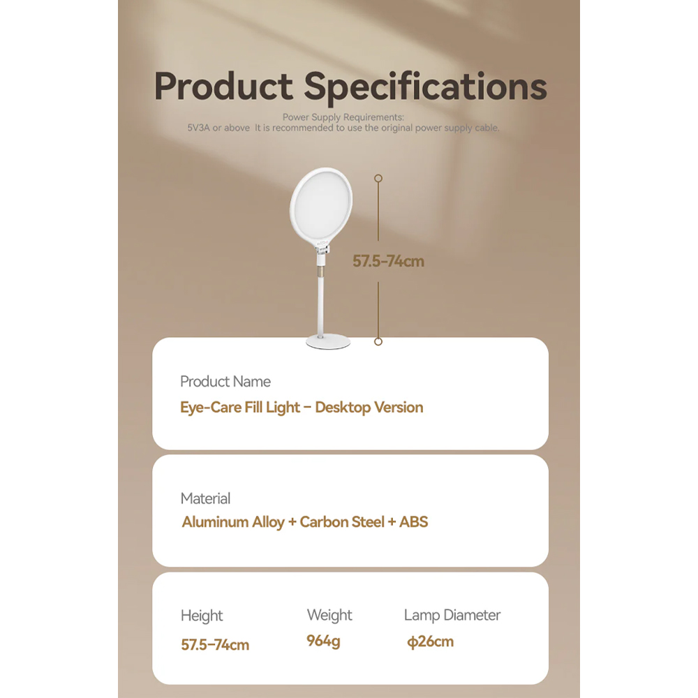 Gambar produk TELESIN Lampu Fill Light Dimmable 3in1 Temperature Flicker Free Desktop Version - P5-BGD