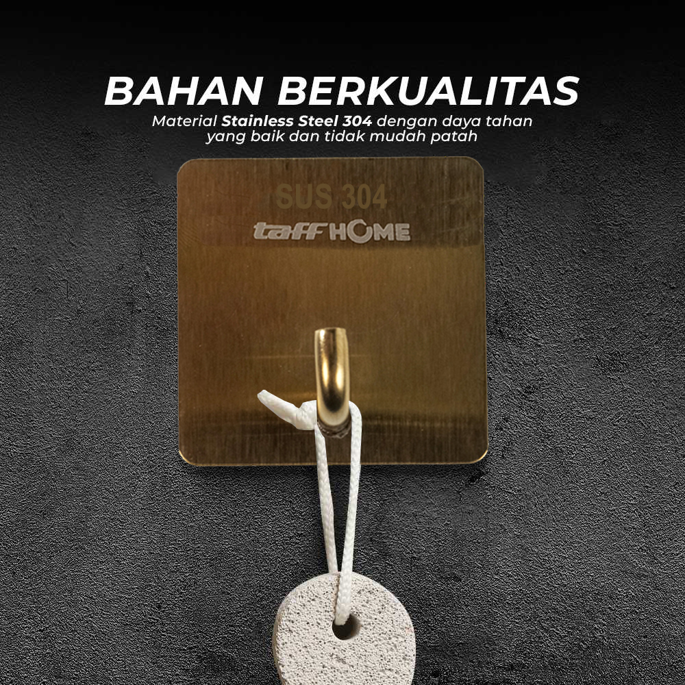 Gambar produk TaffHOME Gantungan Dinding Adhesive Wall Hook Stainless Steel - Z12
