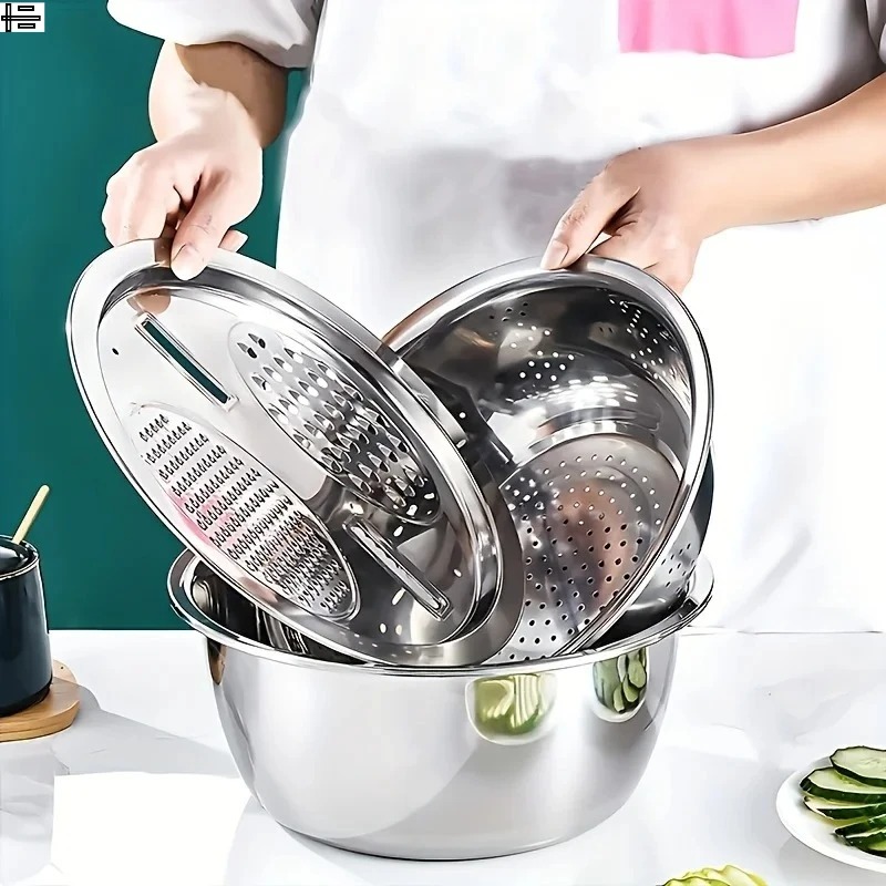 Gambar produk Slight Parutan Pengiris Sayur Serbaguna 3in1 Slicer Draining Basket - INU160