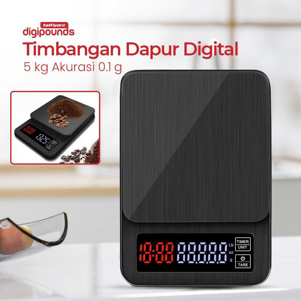Gambar produk Taffware Digipounds Timbangan Kopi Digital Timer Coffee Scale 5000g-0.1g - TSC3/5/10