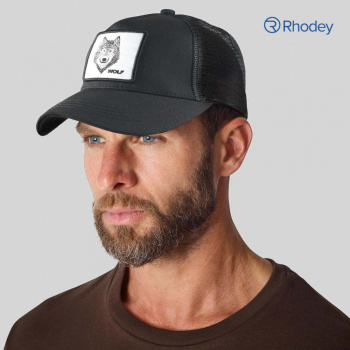 Rhodey Topi Trucker Unisex Jaring Mesh Hat Wolf Patch - DH-YK