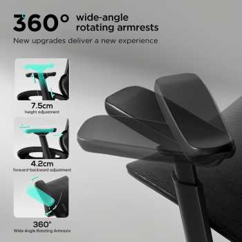 Gambar produk HBADA Kursi Kantor Office Chair 3D Lumbar Support Flexible Armrest - P2 Pro