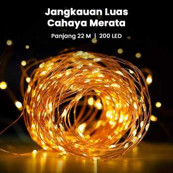WELPUR Lampu Hias String Lights Solar Power Waterproof 200LED 22M - LISM-11 Gambar produk WELPUR Lampu Hias String Lights Solar Power Waterproof 200LED 22M - LISM-11