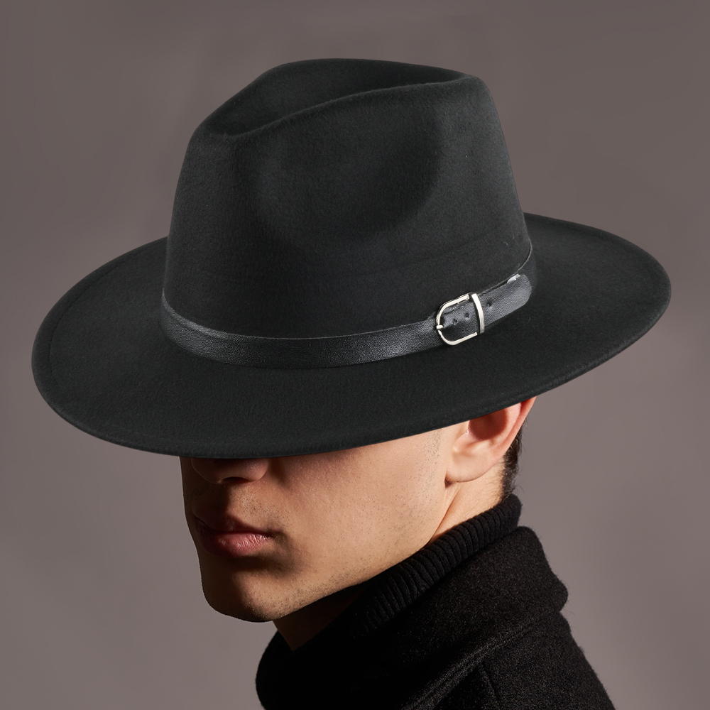 Gambar produk JIANGXIHUITIAN Topi Fedora Panama Laken Hat Jazz Classic Vintage - FS-219