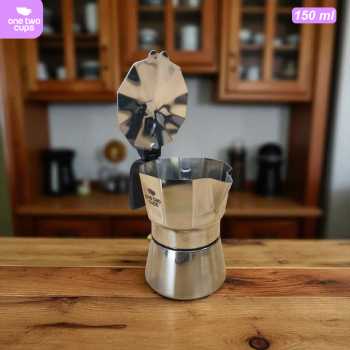 One Two Cups Moka Pot Italian Espresso Coffee Maker Stainless Steel - W-767