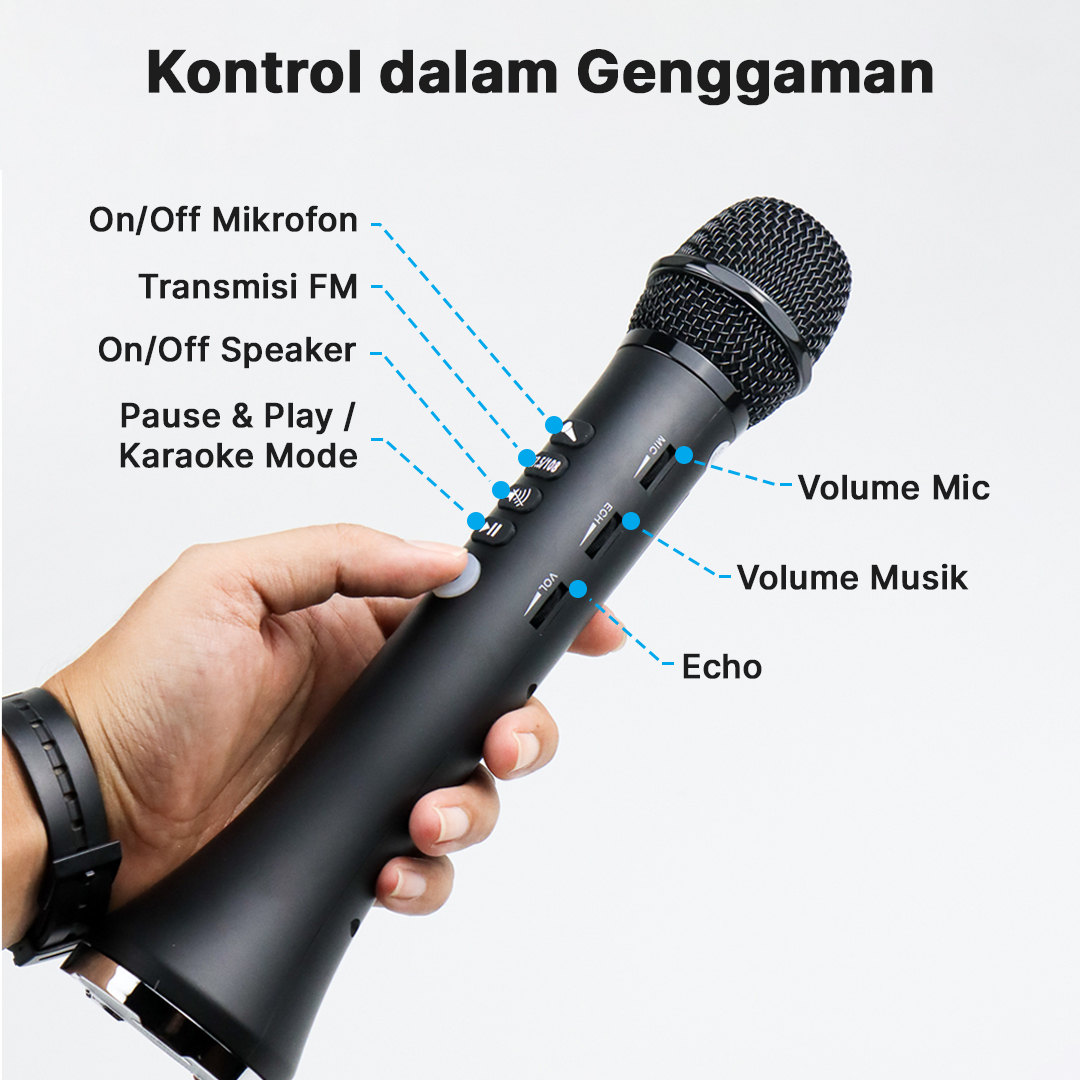 Gambar produk Lewinner Mikrofon Karaoke Wireless Bluetooth Speaker Portable - L-698