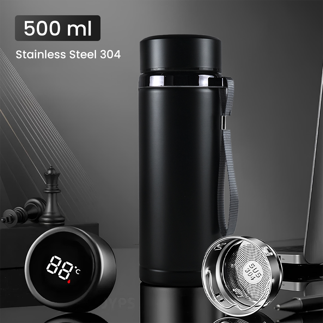 Gambar produk MACIN Botol Minum Termos Penyaring Teh Termometer Suhu Air 500ml - MA92