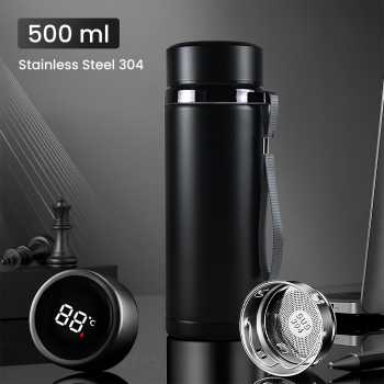 MACIN Botol Minum Termos Penyaring Teh Termometer Suhu Air 500ml - MA92
