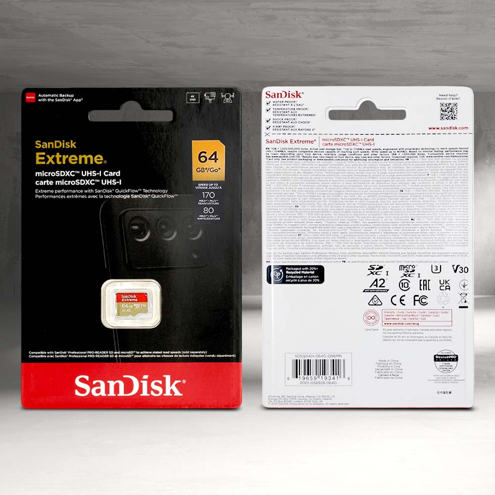 Gambar produk SanDisk Extreme microSDXC V30 A2 U3 64GB-SDSQXAH-064G