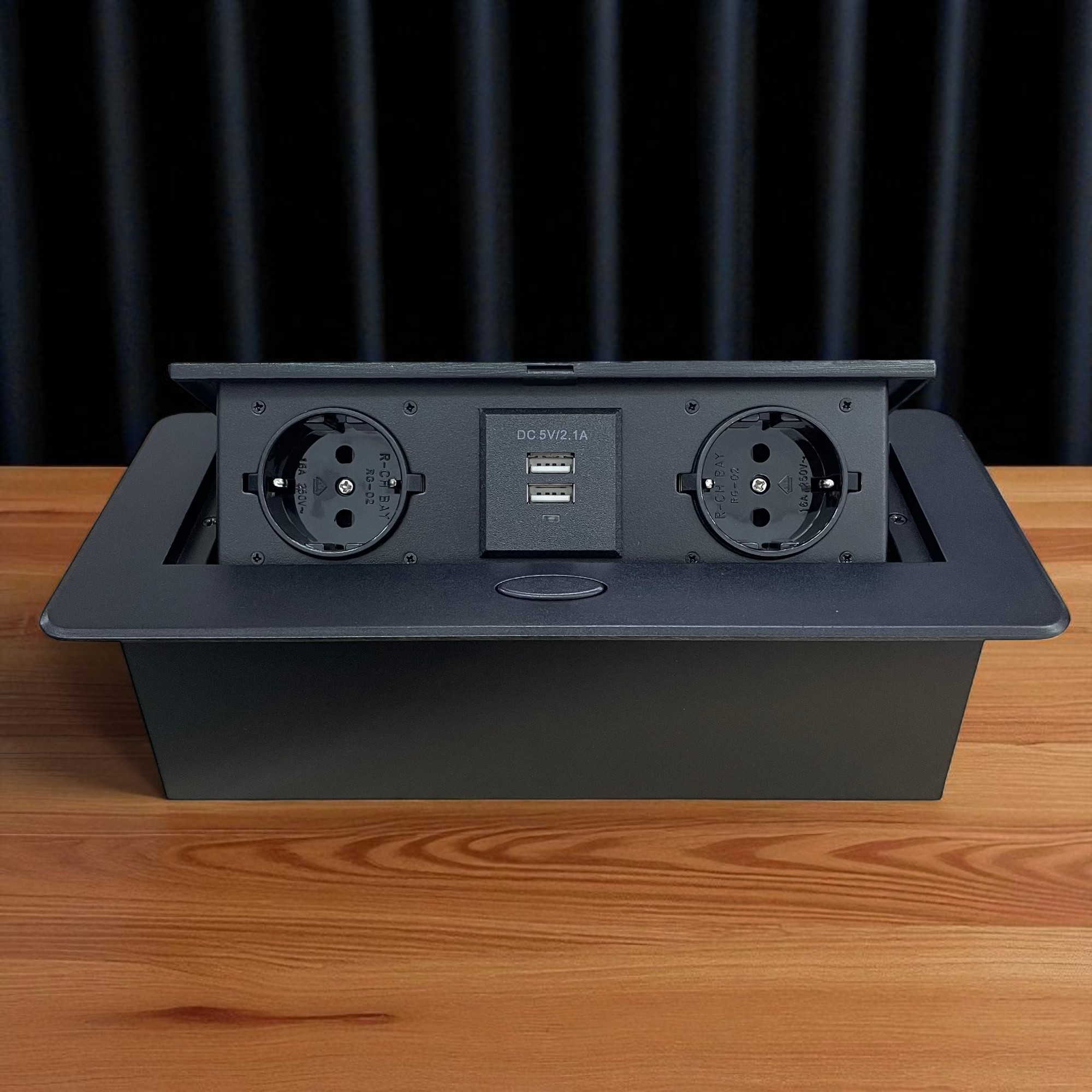Gambar produk CXFG Stop Kontak Tanam Meja Pop Up Electric Plug Socket with USB Port - CF2EU