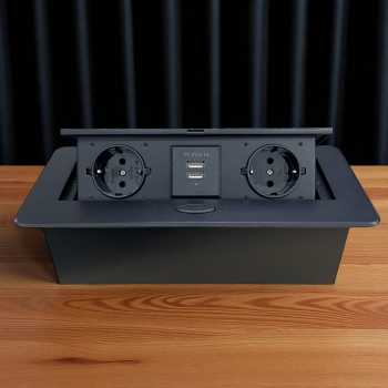 Gambar produk CXFG Stop Kontak Tanam Meja Pop Up Electric Plug Socket with USB Port - CF2EU