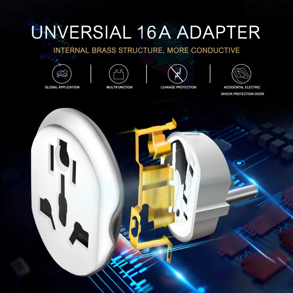 Gambar produk Taffware Loop Universal Travel Adaptor AU US UK to EU Plug 16A - N16