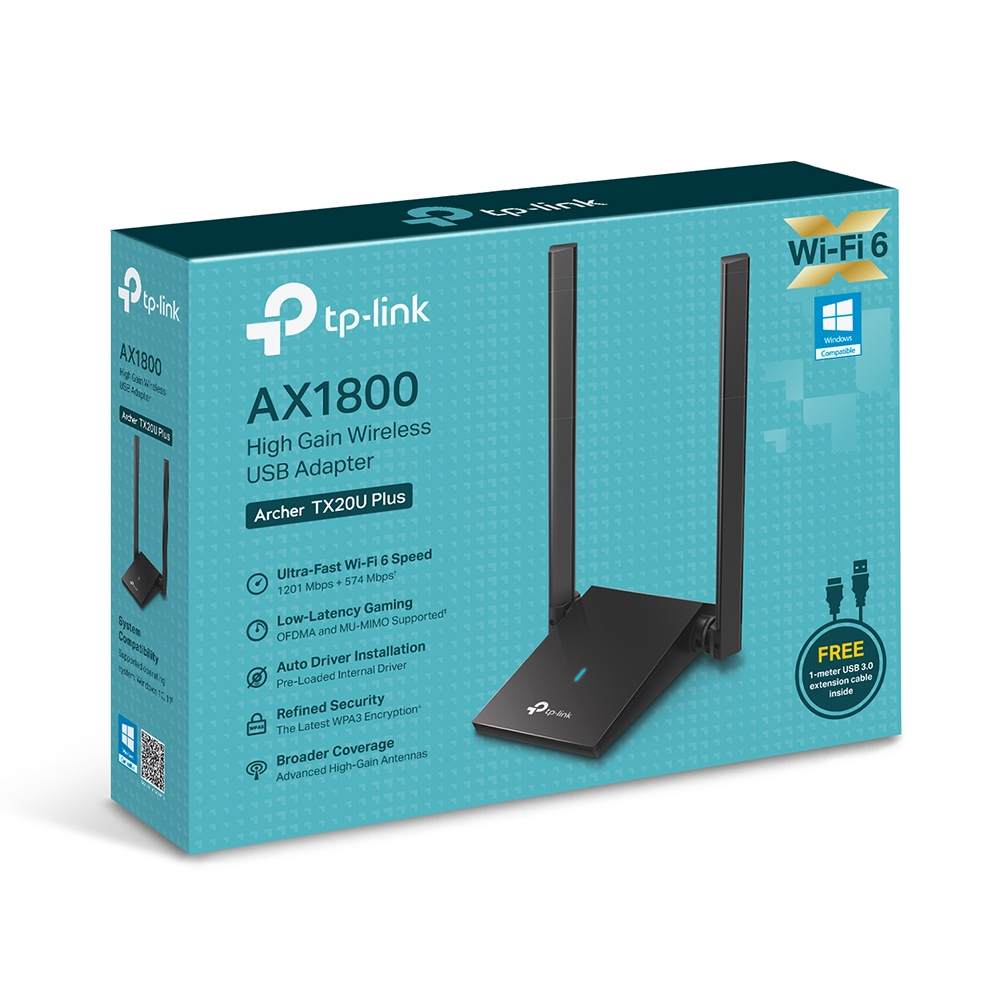 Gambar produk TP-Link Archer AX1800 High Gain WiFi 6 Adapter USB 3.0 Dual Band - TX20U Plus