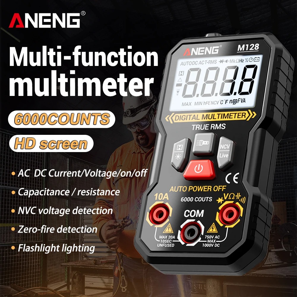 Gambar produk ANENG Digital Multimeter Voltage Tester AC/DC NCV Flash 6000 Counts - M128