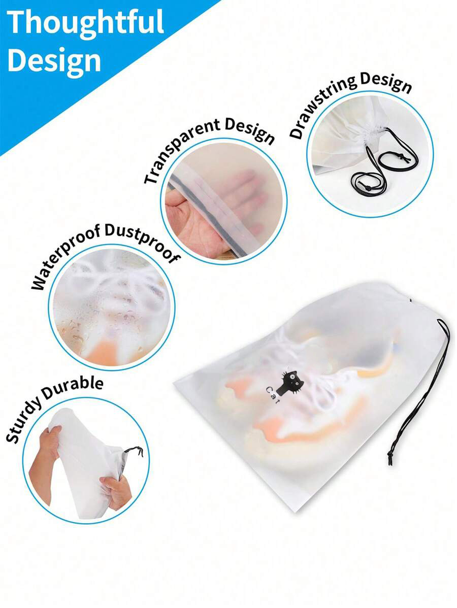 Gambar produk Drawstring Pouch Plastik Serut Waterproof Organizer Portable 16x20cm - E16