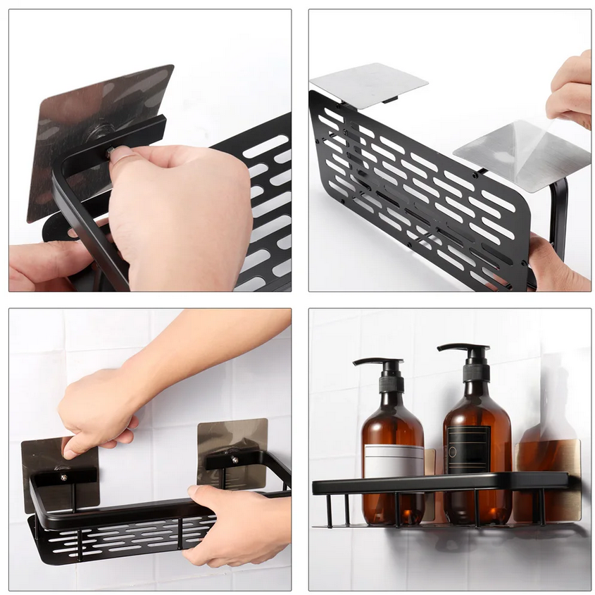 Gambar produk TaffHOME Rak Gantung Kamar Mandi Organizer Rack Aluminium 2 PCS - SHR241