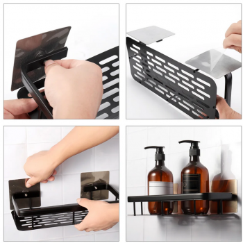 Gambar produk TaffHOME Rak Gantung Kamar Mandi Organizer Rack Aluminium 2 PCS - SHR241