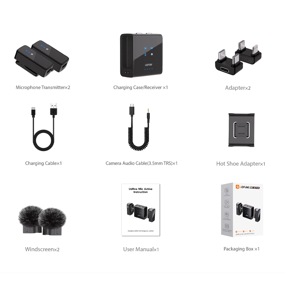 Gambar produk Udfine Mikrofon Wireless Lavalier Microphone Type C Lightning 2.4Hz - Mic Active