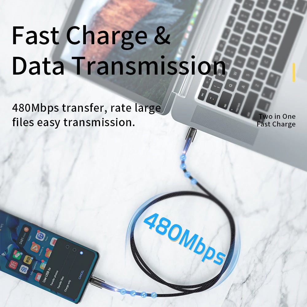 Gambar produk ESSAGER Sunset Kabel Data USB Type C to Type C Fast Charging 60W 1M - EXCTT2-CG01